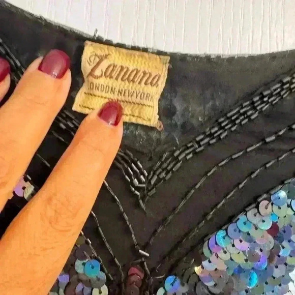 Vintage Butterfly  gorgeous sequin Silk Cape, Top, Blouse - Picture 4 of 9